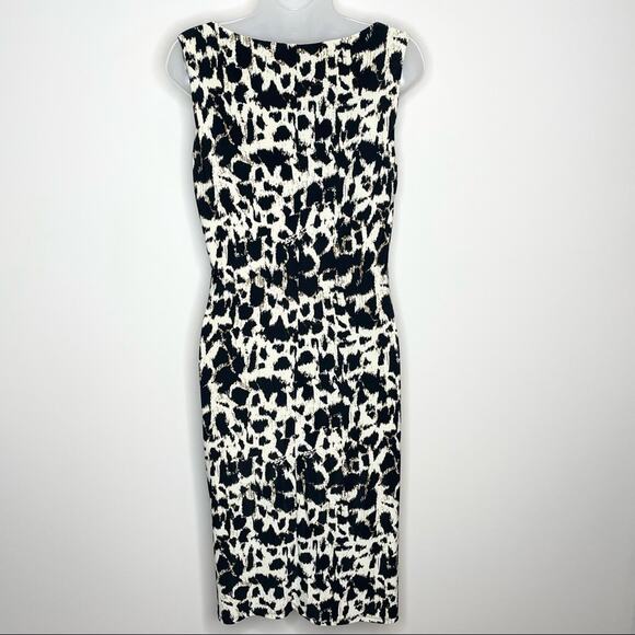 LAUREN RALPH LAUREN animal print leopard sleeveless v neck jersey dress size 8 - Picture 3 of 4
